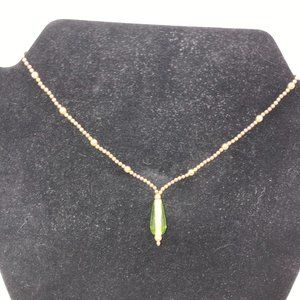 16" Gold and Green Necklace and Earring Set